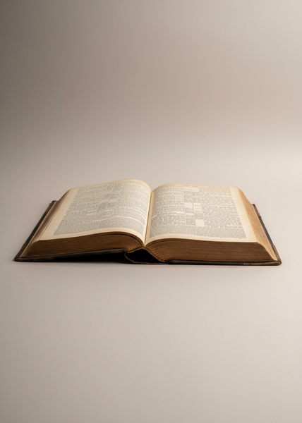 A large antique leather bound Holy bible with reinforced brass corners, circa 1900s.