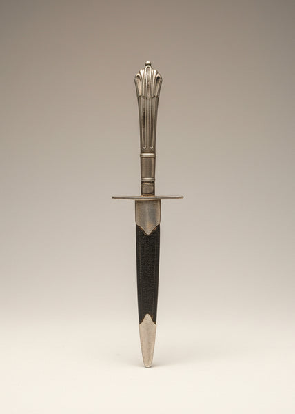 An antique silver and leather letter opener.
