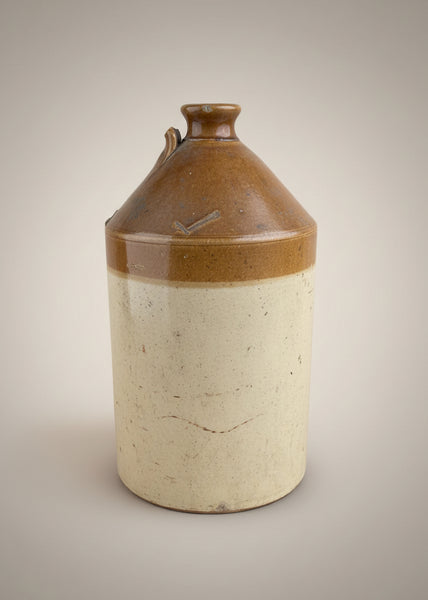 A trio of antique salt glazed stoneware flagons, in an aged condition.