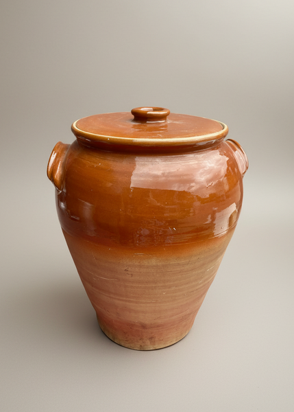 A pair of large country stoneware confit pots/ olive jars, circa 19th century.