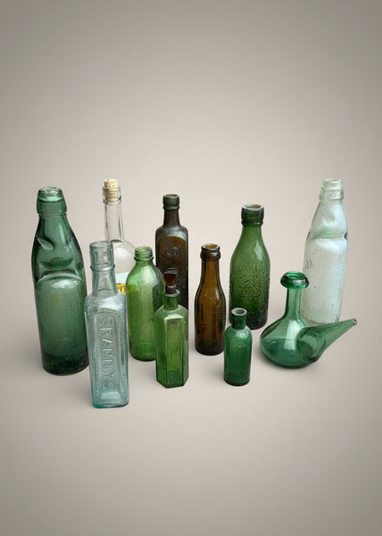 Vintage Green Glass Bottles
