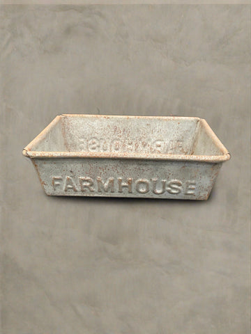 Vintage rectangular farmhouse bread baking loaf tin.