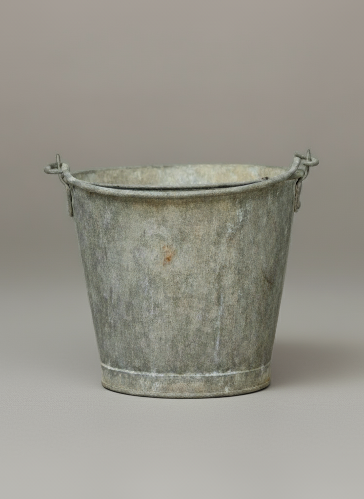 A set of galvanised buckets with side stud detailing.