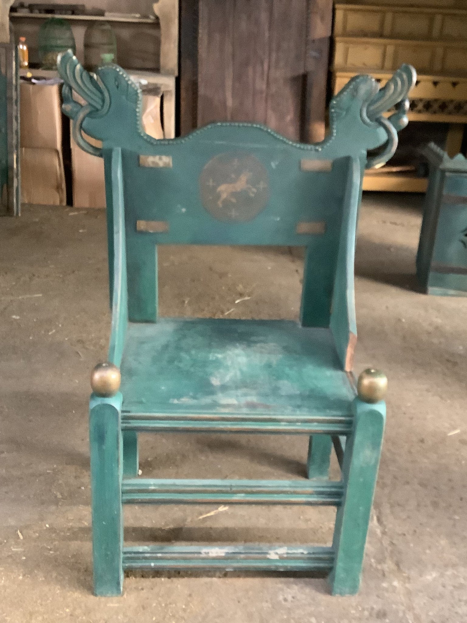 Teal Crested Chair
