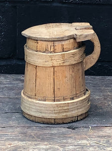 Wooden Tankard with Hinged Lid