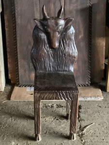 Carved Goat Head Chair