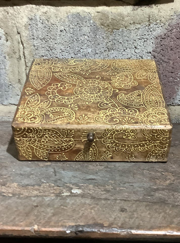 Indian Gold Wooden Box