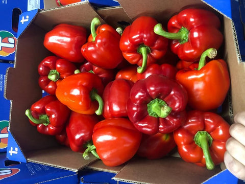 Box of Red Bell Peppers