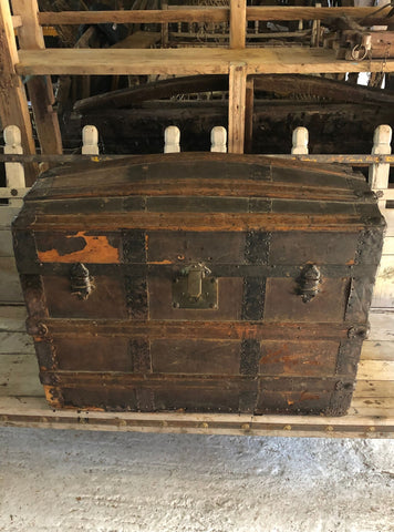 Large Dome Topped Wooden Chest