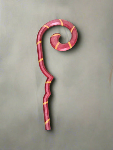 German-style decorative wooden candy cane wall art, in a hand-painted, colourful style.