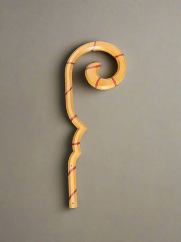 German-style decorative wooden candy cane wall art, in a hand-painted, colourful style.