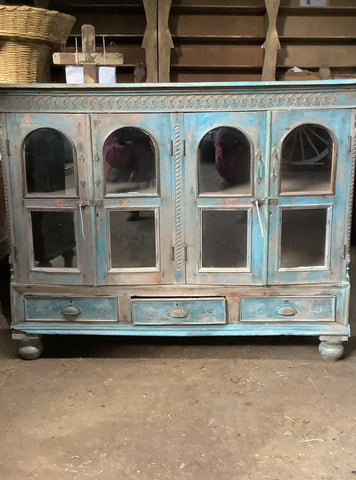 Indian Blue Dresser with Glass Windows