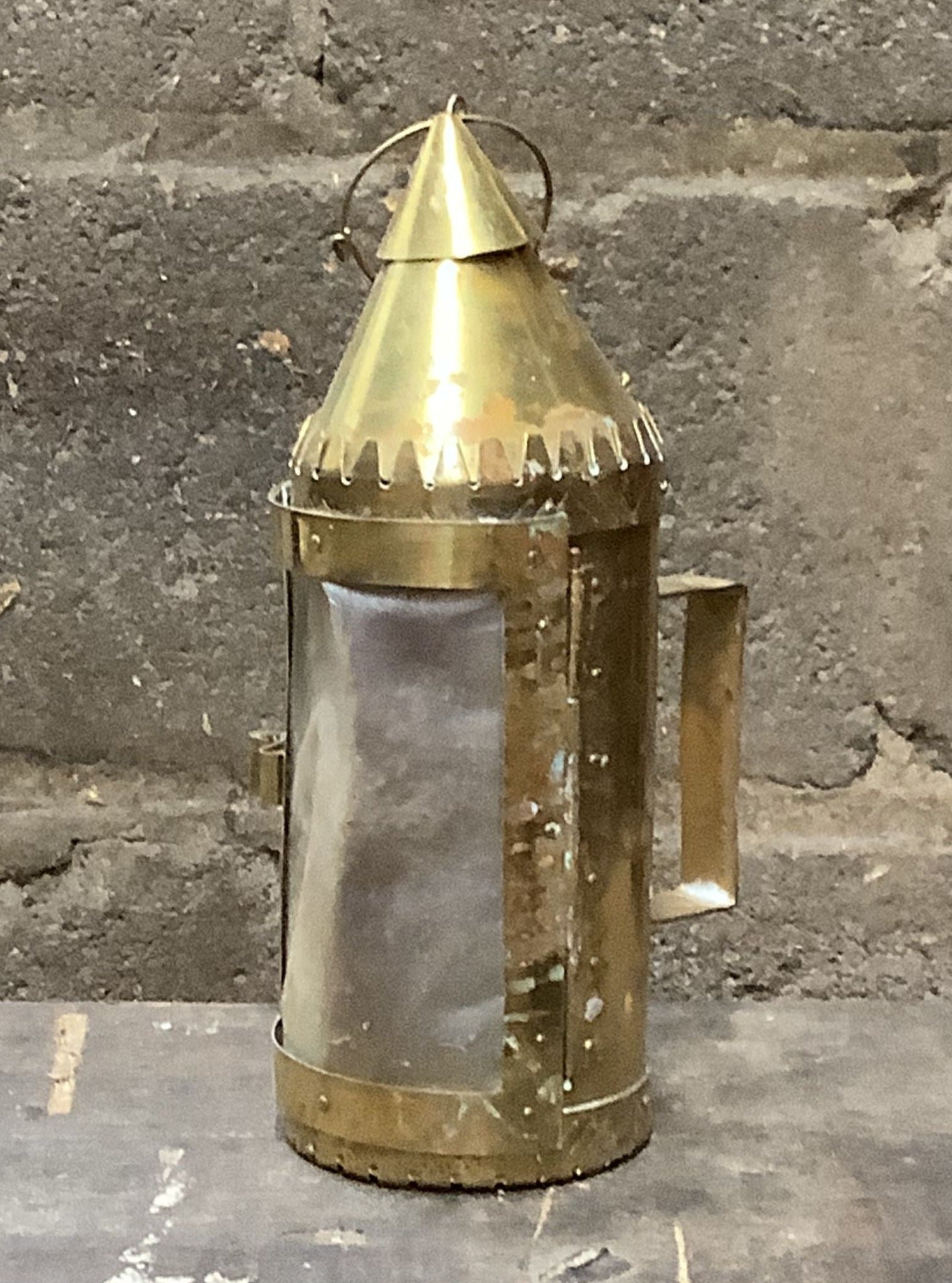 Brass Lantern with Rawhide Window