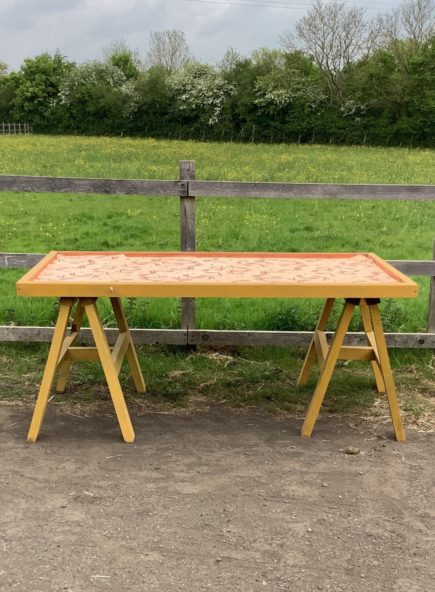 Yellow Trestle Table