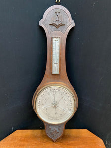 Antique Wooden Aneroid Barometer