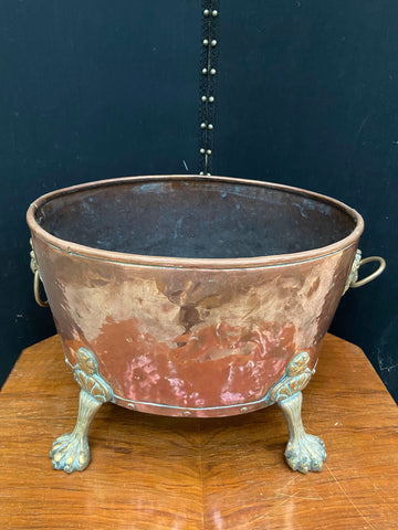 Copper Scuttle with Brass Legs