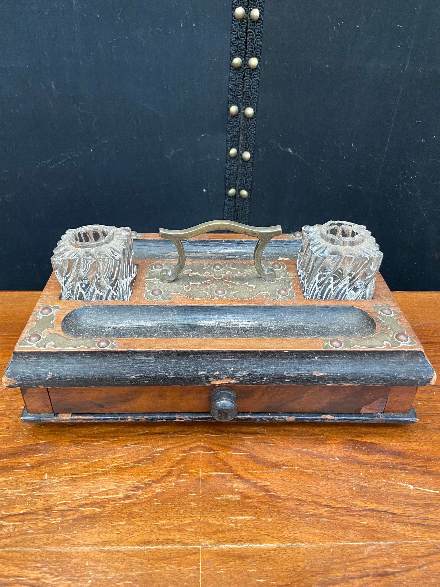 Double Inkwell Set with Drawer