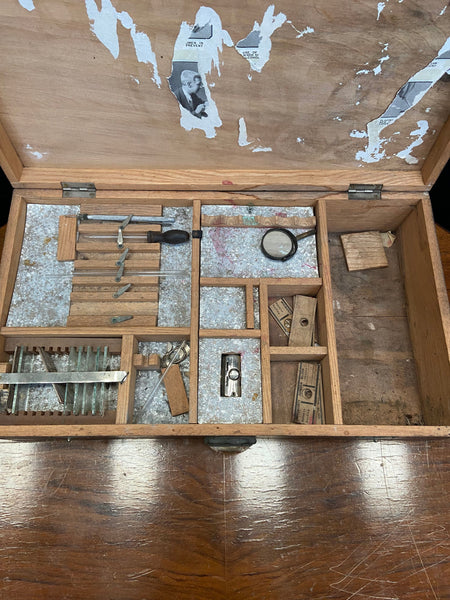 Wooden Box Filled with Glass Samples