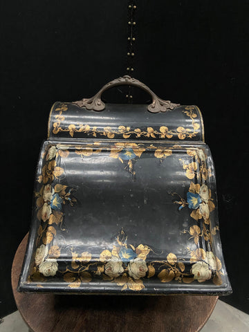 Gold and Blue Coal Scuttle