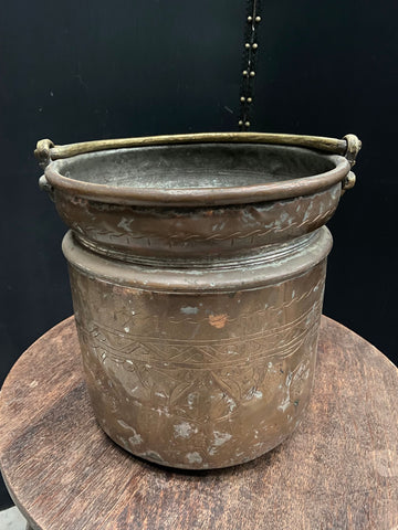 Engraved Brass Coal Scuttle