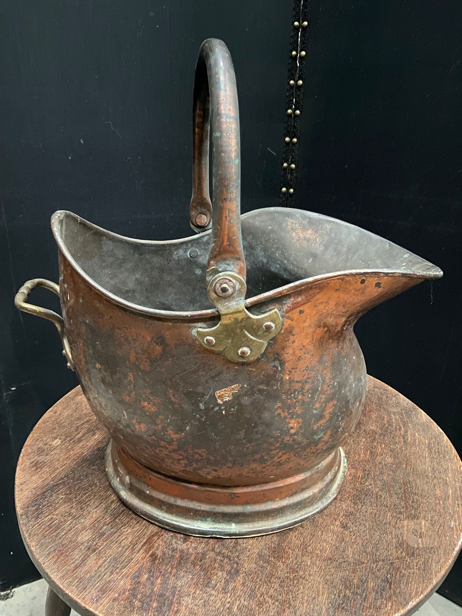 Tarnished Copper Coal Scuttle