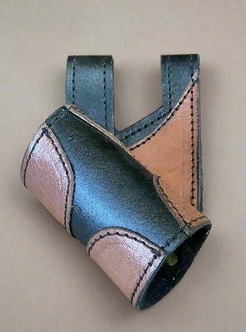 Black and brown leather gun holster.