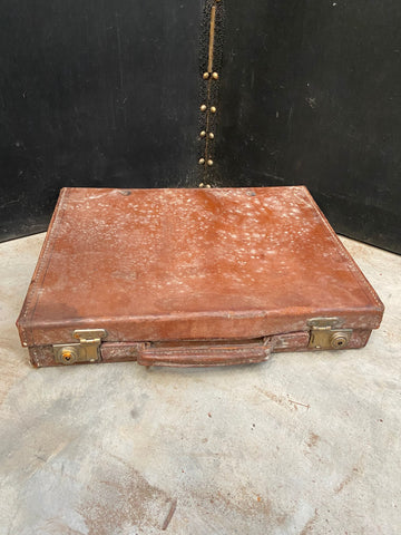 Shallow Brown Leather Suitcase