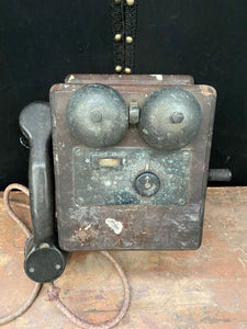 Antique Wooden Wall Telephone