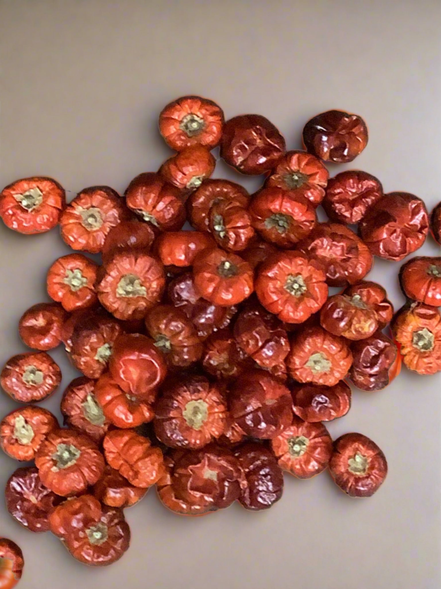 A bag of faux plastic sundried tomatoes, great for market dressing.